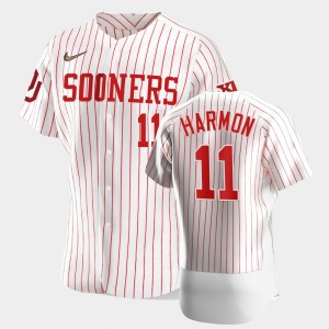 Men's Oklahoma Sooners #11 De'Vion Harmon White College Baseball Vapor Prime Jersey 341769-219