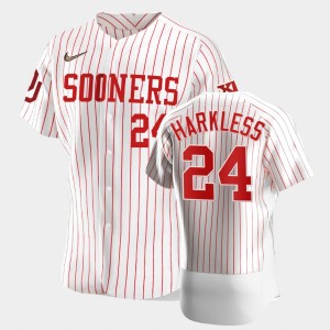 Men's Oklahoma Sooners #24 Elijah Harkless White College Baseball Vapor Prime Jersey 920774-265