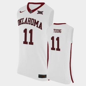 Men's Oklahoma Sooners #11 Trae Young White Replica College Basketball Jersey 377898-220