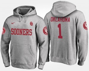 Men's Oklahoma Sooners #1 Gray No.1 Name and Number Hoodie 365186-849