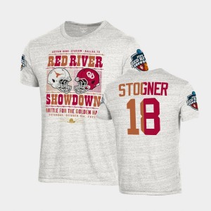 Men's Oklahoma Sooners #18 Austin Stogner White Matchup Tri-Blend 2021 Red River Showdown T-Shirt 685133-117
