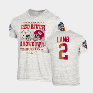 Men's Oklahoma Sooners #2 CeeDee Lamb White Matchup Tri-Blend 2021 Red River Showdown T-Shirt 990264-229