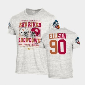 Men's Oklahoma Sooners #90 Josh Ellison White Matchup Tri-Blend 2021 Red River Showdown T-Shirt 488813-789