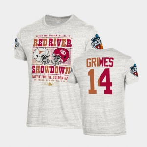 Men's Oklahoma Sooners #14 Reggie Grimes White Matchup Tri-Blend 2021 Red River Showdown T-Shirt 241950-408