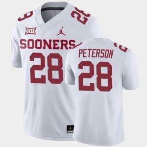Men's Oklahoma Sooners #28 Adrian Peterson White Away Game College Football Jersey 370682-232