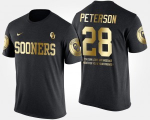 Men's Oklahoma Sooners #28 Adrian Peterson Black Short Sleeve With Message Gold Limited T-Shirt 279707-558