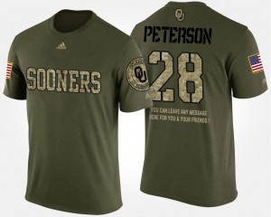 Men's Oklahoma Sooners #28 Adrian Peterson Camo Short Sleeve With Message Military T-Shirt 731686-116