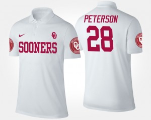 Men's Oklahoma Sooners #28 Adrian Peterson White Name and Number Polo 341792-298