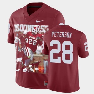 Men's Oklahoma Sooners #28 Adrian Peterson Crimson 2004 Player Portrait Rushing for 1925 Yards Player Pictorial Jersey 498001-729