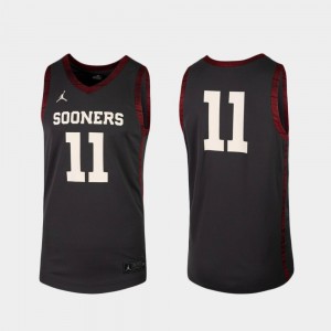 Men's Oklahoma Sooners #11 Anthracite Jordan Brand College Basketball Replica Jersey 145267-627
