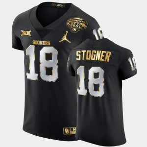 Men's Oklahoma Sooners #18 Austin Stogner Black Golden Edition 2020 Cotton Bowl Jersey 573983-257