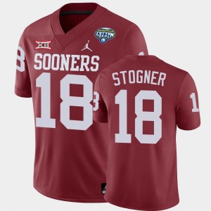 Men's Oklahoma Sooners #18 Austin Stogner Crimson Game College Football 2020 Cotton Bowl Classic Jersey 484200-347