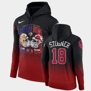 Men's Oklahoma Sooners #18 Austin Stogner Black Red Matchup Extra Point 2020 Cotton Bowl Hoodie 686709-996