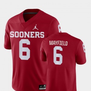 Men's Oklahoma Sooners #6 Baker Mayfield Crimson College Football Jordan Brand Game Jersey 966176-863