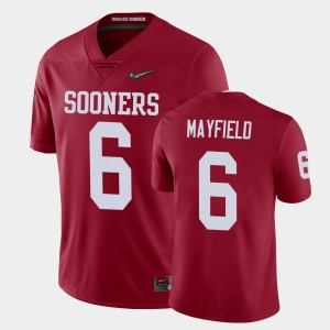 Men's Oklahoma Sooners #6 Baker Mayfield Crimson Playoff Game College Football Jersey 482847-749