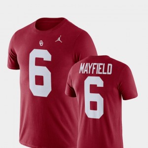 Men's Oklahoma Sooners #6 Baker Mayfield Crimson Name & Number College Football T-Shirt 734534-498