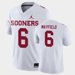 Men's Oklahoma Sooners #6 Baker Mayfield White Football Game Jersey 325796-770