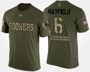 Men's Oklahoma Sooners #6 Baker Mayfield Camo Short Sleeve With Message Military T-Shirt 803821-451