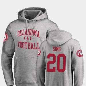 Men's Oklahoma Sooners #20 Billy Sims Ash College Football Neutral Zone Hoodie 278155-208