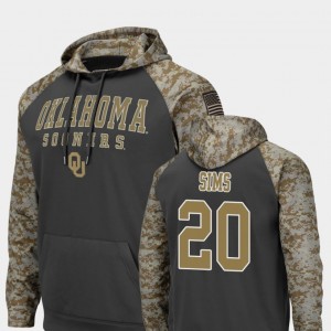 Men's Oklahoma Sooners #20 Billy Sims Charcoal Football United We Stand Hoodie 456618-560