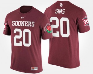 Men's Oklahoma Sooners #20 Billy Sims Crimson Big 12 Conference Rose Bowl Bowl Game T-Shirt 243479-320