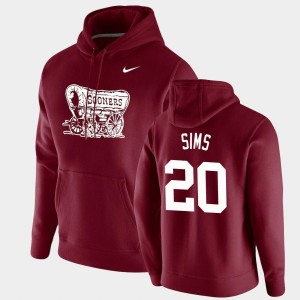 Men's Oklahoma Sooners #20 Billy Sims Crimson Pullover Vintage School Logo Hoodie 854208-838