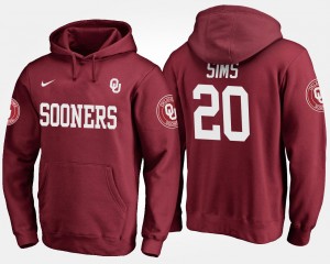 Men's Oklahoma Sooners #20 Billy Sims Crimson Name and Number Hoodie 567291-951