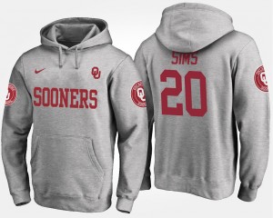 Men's Oklahoma Sooners #20 Billy Sims Gray Name and Number Hoodie 897213-656