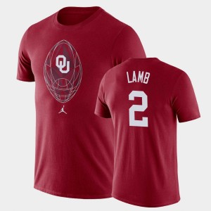 Men's Oklahoma Sooners #2 CeeDee Lamb Crimson Legend Football Icon T-Shirt 220926-461