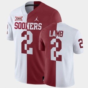 Men's Oklahoma Sooners #2 CeeDee Lamb White Crimson Split Jersey 232929-587