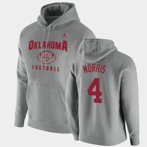 Men's Oklahoma Sooners #4 Chandler Morris Gray Football Pullover Oopty Oop Hoodie 794402-384