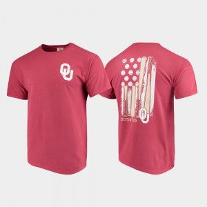 Men's Oklahoma Sooners Crimson Comfort Colors Baseball Flag T-Shirt 162837-694