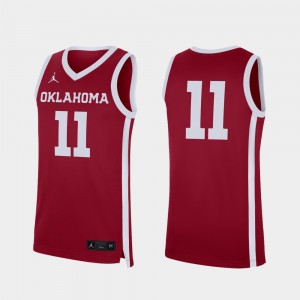 Men's Oklahoma Sooners #11 Crimson College Basketball Replica Jersey 819786-369