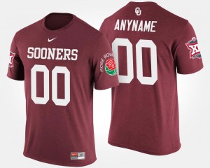 Men's Oklahoma Sooners #00 Custom Crimson Big 12 Conference Rose Bowl Name and Number Bowl Game T-Shirt 400018-558