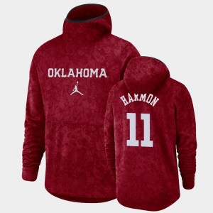 Men's Oklahoma Sooners #11 De'Vion Harmon Crimson Pullover Team Logo Basketball Spotlight Hoodie 819390-540