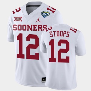 Men's Oklahoma Sooners #12 Drake Stoops White Game College Football 2020 Cotton Bowl Classic Jersey 570309-595