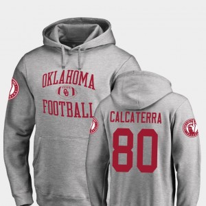 Men's Oklahoma Sooners #80 Grant Calcaterra Ash College Football Neutral Zone Hoodie 192436-259