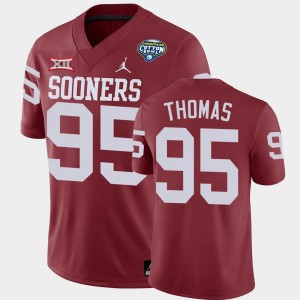 Men's Oklahoma Sooners #95 Isaiah Thomas Crimson Game College Football 2020 Cotton Bowl Classic Jersey 268627-770