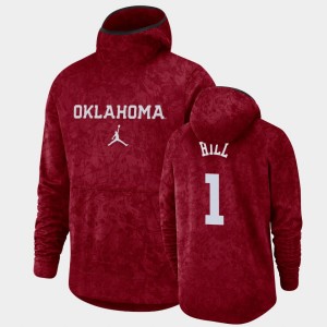 Men's Oklahoma Sooners #1 Jalen Hill Crimson Pullover Team Logo Basketball Spotlight Hoodie 791590-724