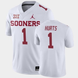 Men's Oklahoma Sooners #1 Jalen Hurts White Away Game College Football Jersey 924818-264