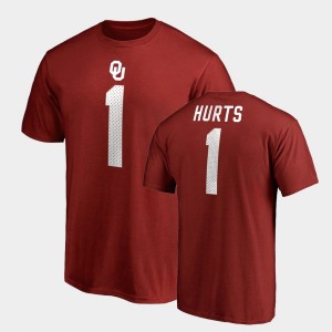 Men's Oklahoma Sooners #1 Jalen Hurts Crimson Name & Number College Legends T-Shirt 191383-365