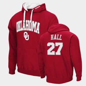 Men's Oklahoma Sooners #27 Jeremiah Hall Crimson Pullover Arch & Logo 2.0 Hoodie 673378-599