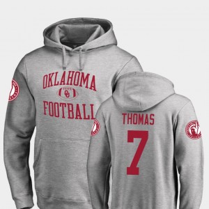 Men's Oklahoma Sooners #7 Jordan Thomas Ash College Football Neutral Zone Hoodie 284366-380