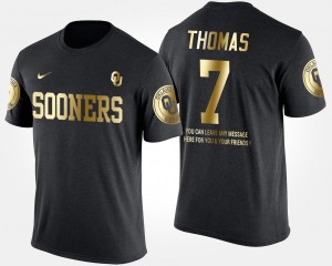 Men's Oklahoma Sooners #7 Jordan Thomas Black Short Sleeve With Message Gold Limited T-Shirt 868721-378