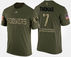 Men's Oklahoma Sooners #7 Jordan Thomas Camo Short Sleeve With Message Military T-Shirt 629613-916