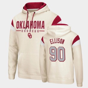 Men's Oklahoma Sooners #90 Josh Ellison Cream Pullover Fortress Hoodie 571112-268