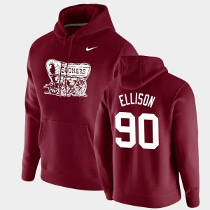 Men's Oklahoma Sooners #90 Josh Ellison Crimson Pullover Vintage School Logo Hoodie 823997-960