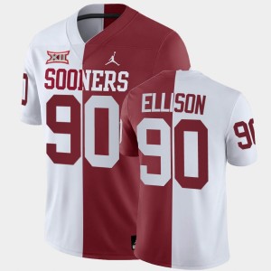 Men's Oklahoma Sooners #90 Josh Ellison White Crimson Split Jersey 188354-380