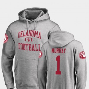 Men's Oklahoma Sooners #1 Kyler Murray Ash College Football Neutral Zone Hoodie 908057-837