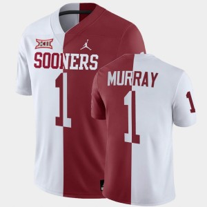 Men's Oklahoma Sooners #1 Kyler Murray White Crimson Split Jersey 719583-554